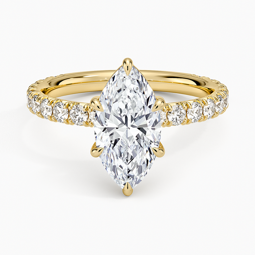 Lab Grown Diamond Engagement Ring Classic Marquise Solitaire Ring with Pavé Band - Image 4