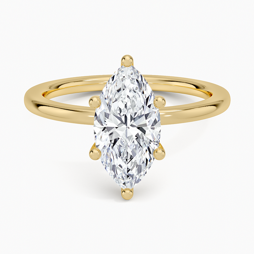 Lab Grown Diamond Engagement Ring Marquise Cut Minimalist Hidden Halo Solitaire Ring - Image 4