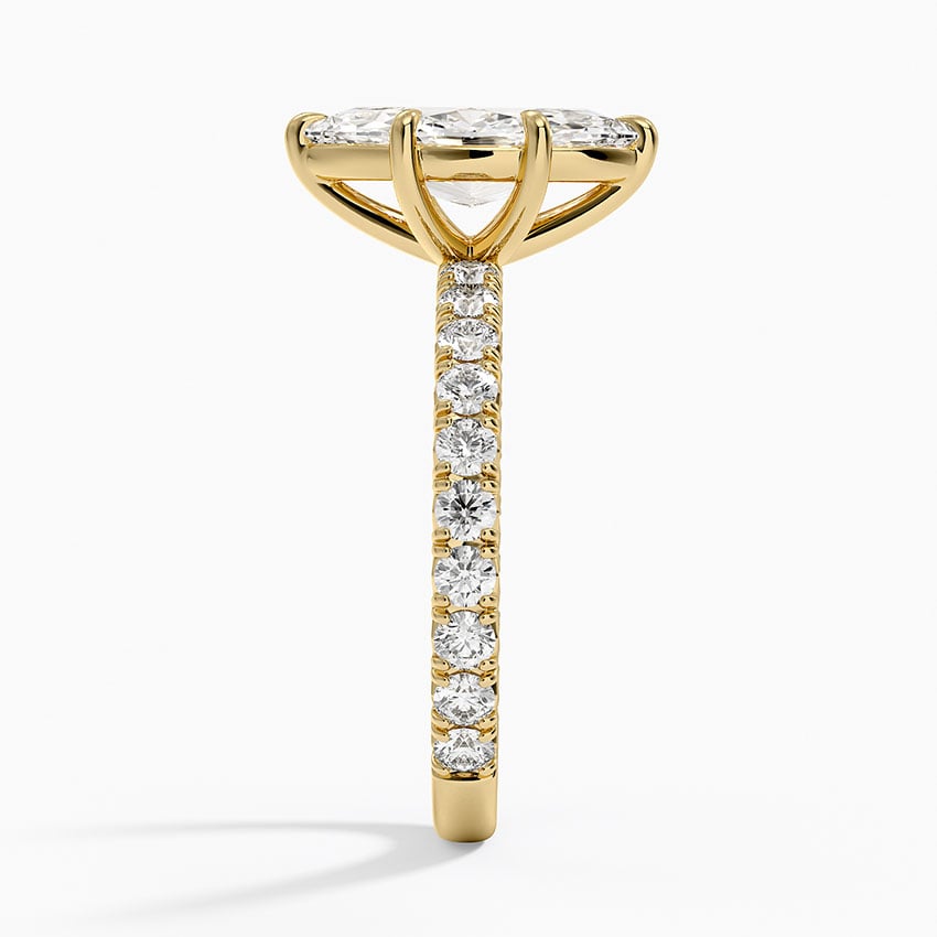 Lab Grown Diamond Engagement Ring Classic Marquise Solitaire Ring with Pavé Band - Image 6