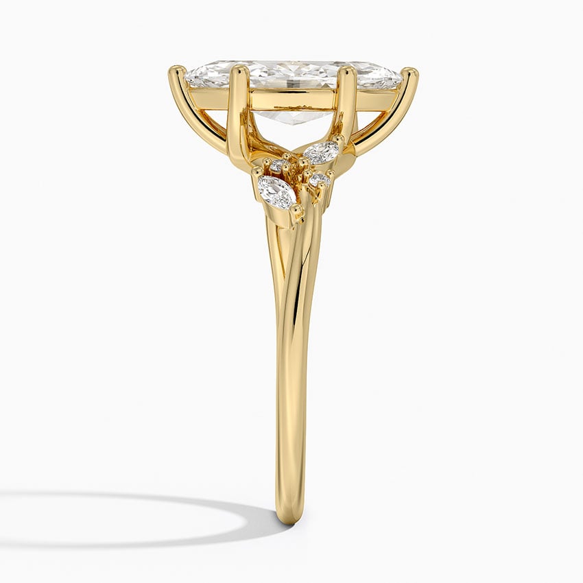 IGI Certified Lab Grown Diamond Engagement Ring Marquise Brilliant Floral Cathedral Ring - Image 6