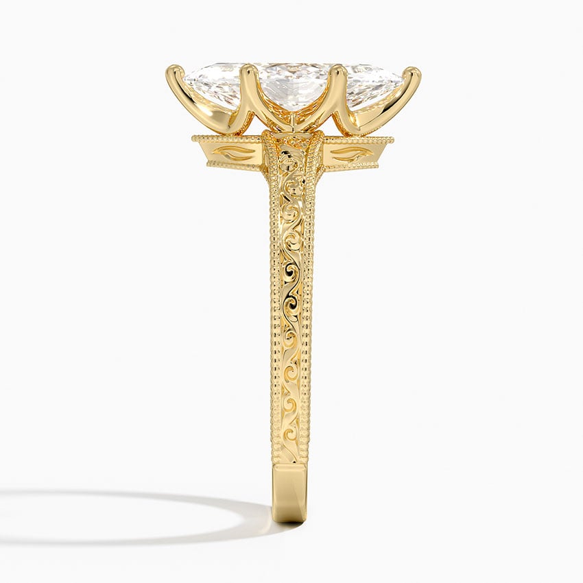 Lab Grown Diamond Engagement Ring Vintage Marquise Cut Solitaire Ring - Image 6
