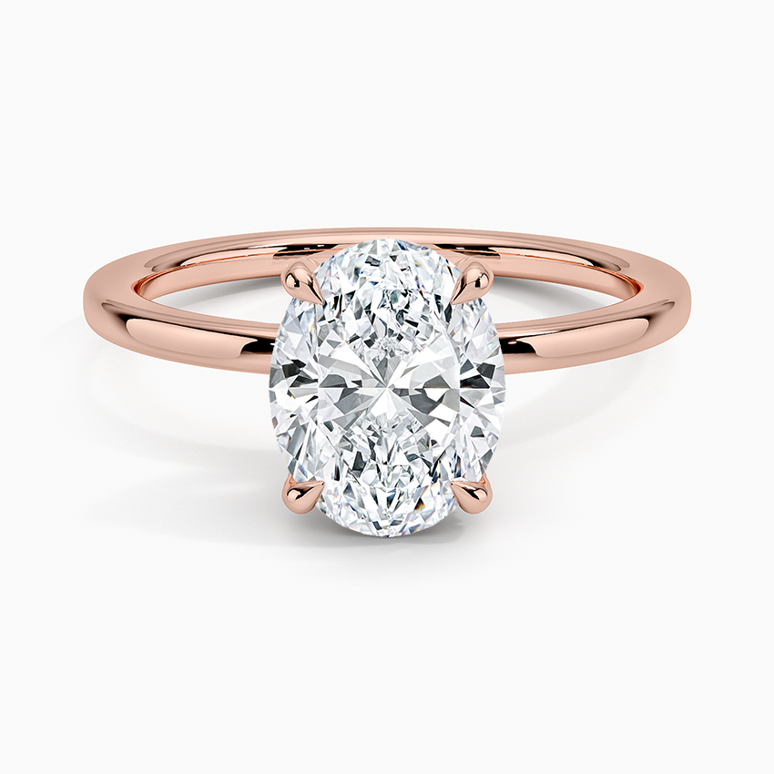 Lab Grown Diamond Engagement Ring Oval Cut Solitaire Hidden Halo Ring for Women - Image 7
