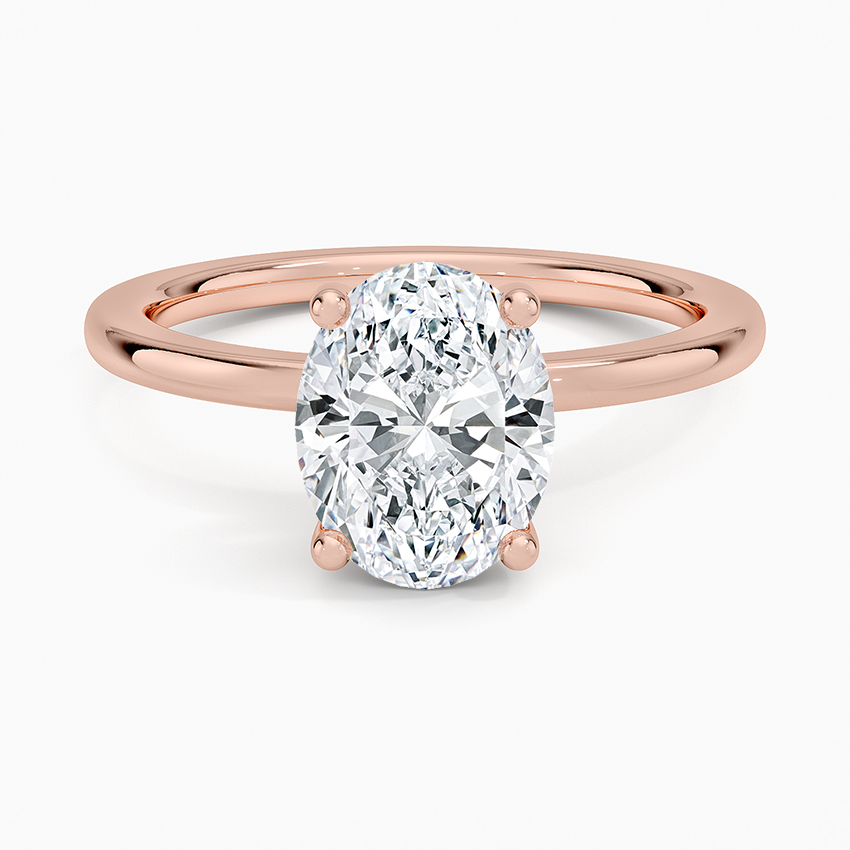 Lab Grown Diamond Engagement Ring Oval Cut Minimalist Hidden Halo Solitaire Ring - Image 7