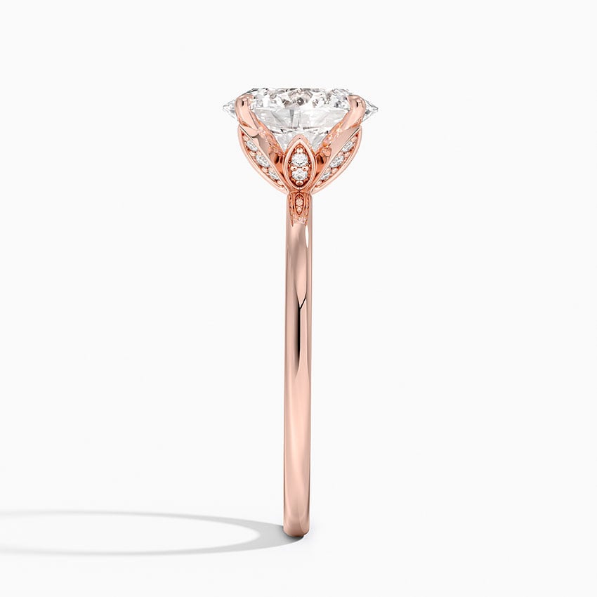 IGI Certified Lab Grown Diamond Engagement Ring Oval Cut Solitaire with Floral Diamond Gallery Ring for Women - Image 9