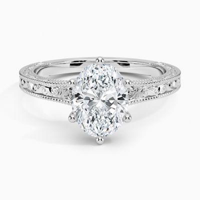IGI Certified Lab Grown Diamond Engagement Ring Vintage Oval Cut Solitaire Ring