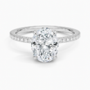 IGI Certified Lab Grown Diamond Engagement Ring Oval Cut Double Hidden Halo with Pavé Band Ring for Women