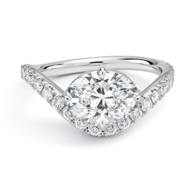 IGI Certified Lab Grown Diamond Engagement Ring Oval Cut Floating Diamond Ring