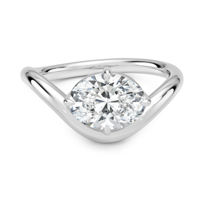 IGI Certified Lab Grown Diamond Engagement Ring Oval Brilliant Modern Bypass Solitaire Ring