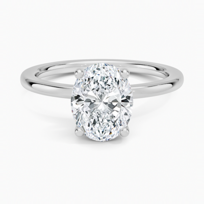 IGI Certified Lab Grown Diamond Engagement Ring Oval Cut Minimalist Hidden Halo Solitaire Ring
