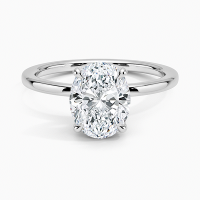 IGI Certified Lab Grown Diamond Engagement Ring Oval Cut Solitaire Hidden Halo Ring for Women