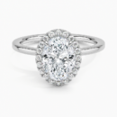  Lab Grown Diamond Engagement Ring Oval Cut with Hidden Halo and Cathedral Pavé V-Gallery Ring for Women