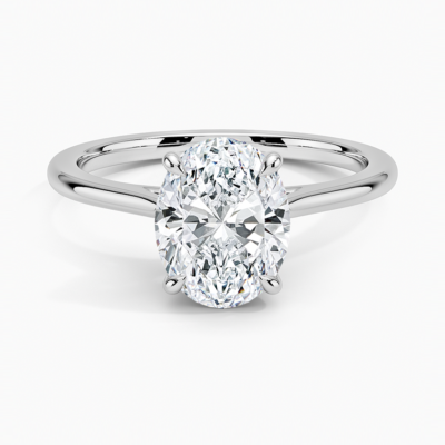 IGI Certified Lab Grown Diamond Engagement Ring Oval Cut Solitaire Ring with Floral Petal Basket Ring for Women