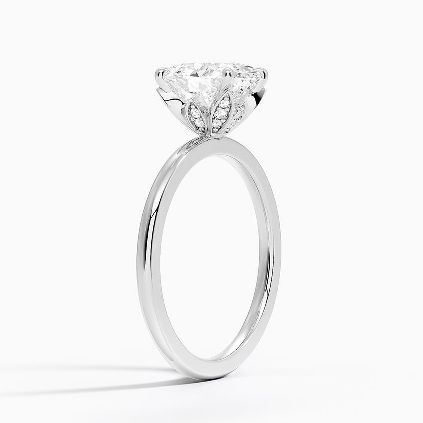IGI Certified Lab Grown Diamond Engagement Ring Oval Cut Solitaire with Floral Diamond Gallery Ring for Women - Image 2