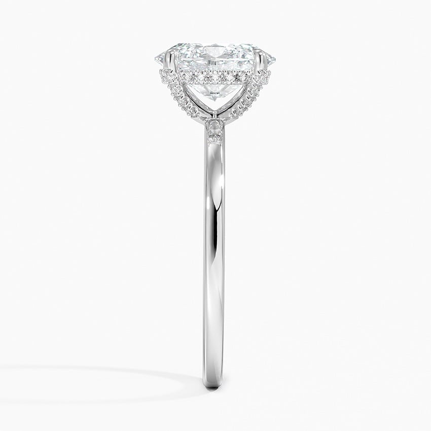 Lab Grown Diamond Engagement Ring Oval Cut Solitaire Hidden Halo Ring for Women - Image 3