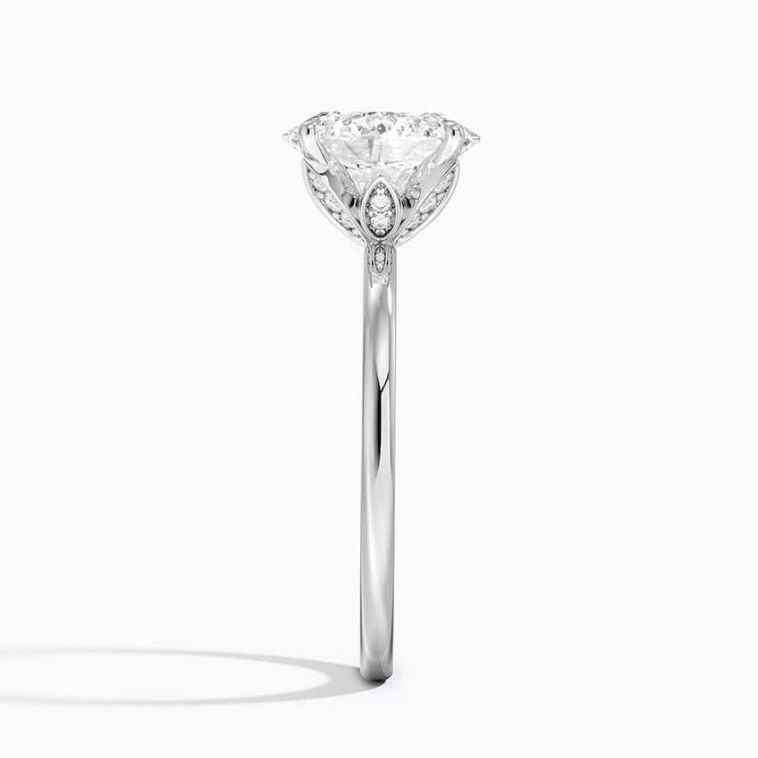 IGI Certified Lab Grown Diamond Engagement Ring Oval Cut Solitaire with Floral Diamond Gallery Ring for Women - Image 3