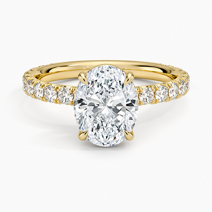 Lab Grown Diamond Engagement Ring Classic Oval Solitaire Ring with Pavé Band - Image 4