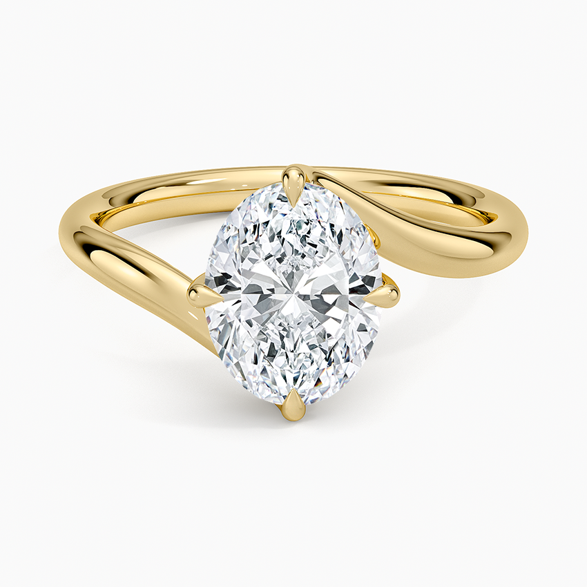 Lab Grown Diamond Engagement Ring Oval Brilliant Twist Bypass Solitaire Ring - Image 4