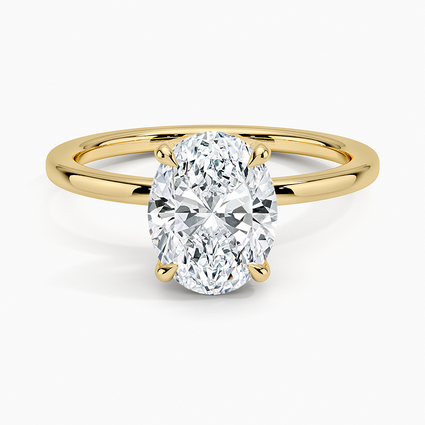 Lab Grown Diamond Engagement Ring Oval Cut Solitaire Hidden Halo Ring for Women - Image 4