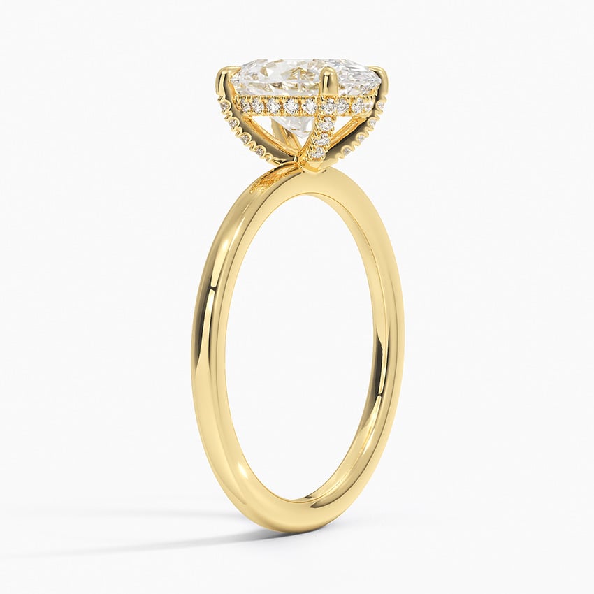 Lab Grown Diamond Engagement Ring Oval Cut Solitaire Hidden Halo Ring for Women - Image 5