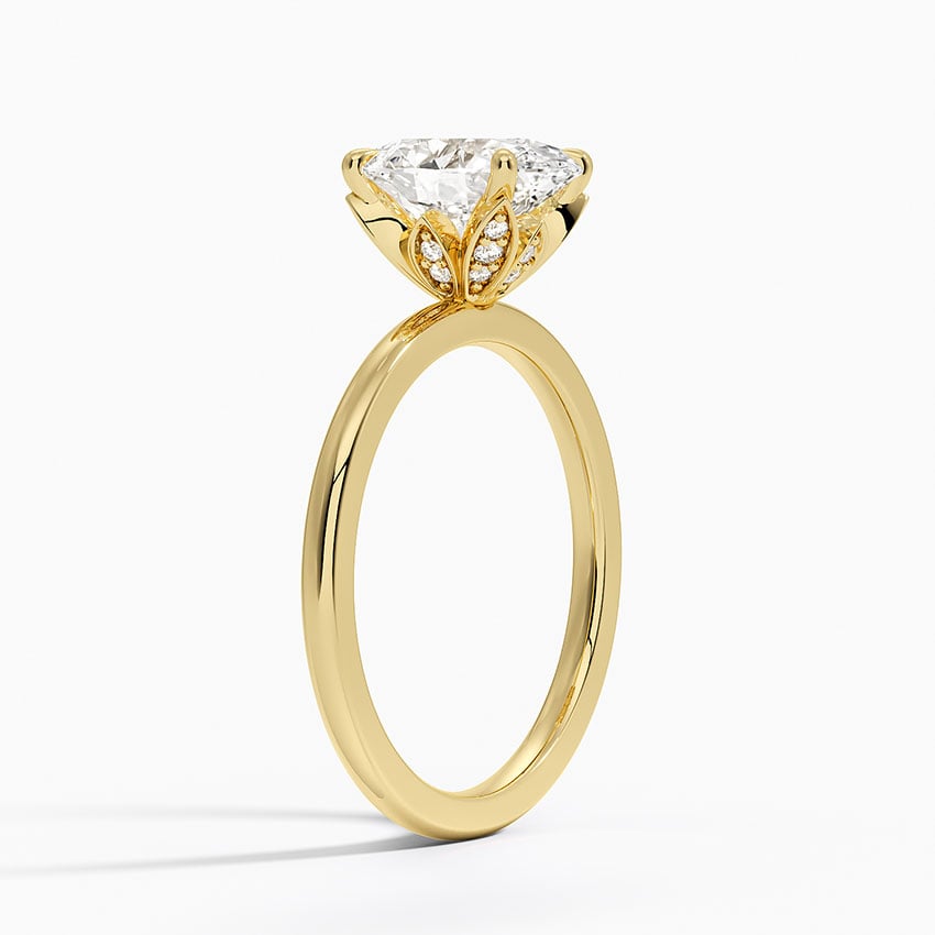 IGI Certified Lab Grown Diamond Engagement Ring Oval Cut Solitaire with Floral Diamond Gallery Ring for Women - Image 5