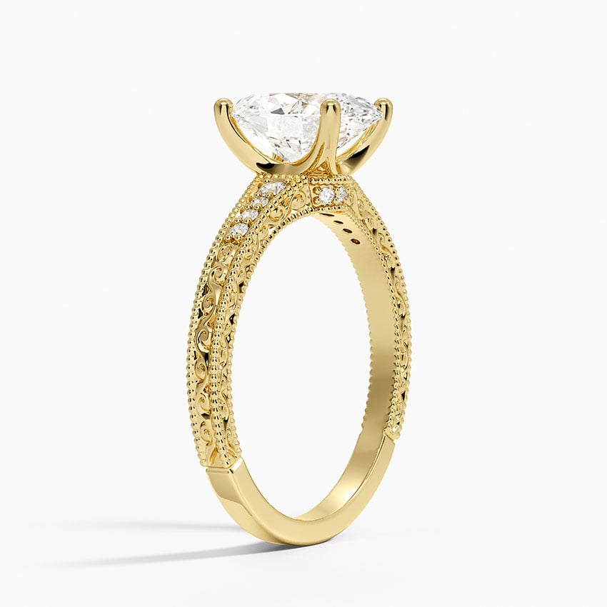 Lab Grown Diamond Engagement Ring Vintage Oval Cut Ring With Side Stones - Image 5