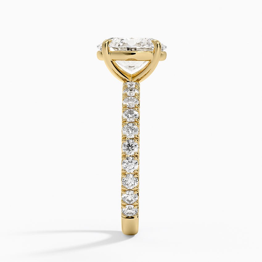 Lab Grown Diamond Engagement Ring Classic Oval Solitaire Ring with Pavé Band - Image 6