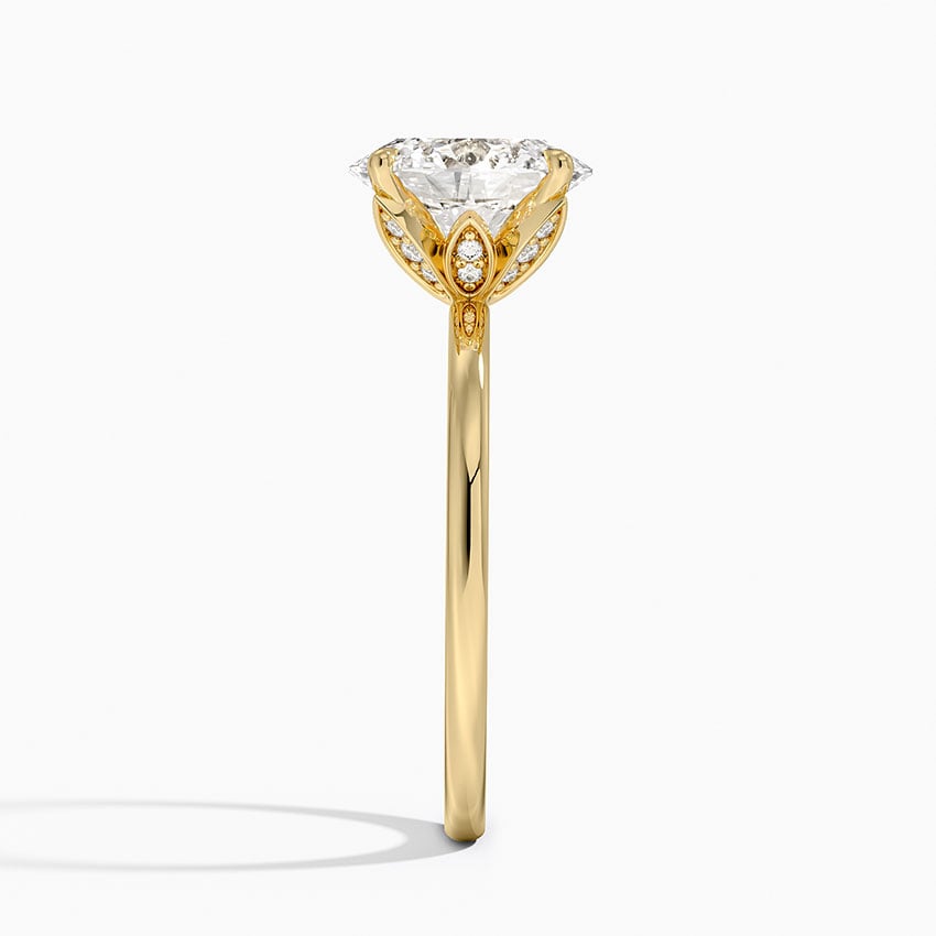 IGI Certified Lab Grown Diamond Engagement Ring Oval Cut Solitaire with Floral Diamond Gallery Ring for Women - Image 6