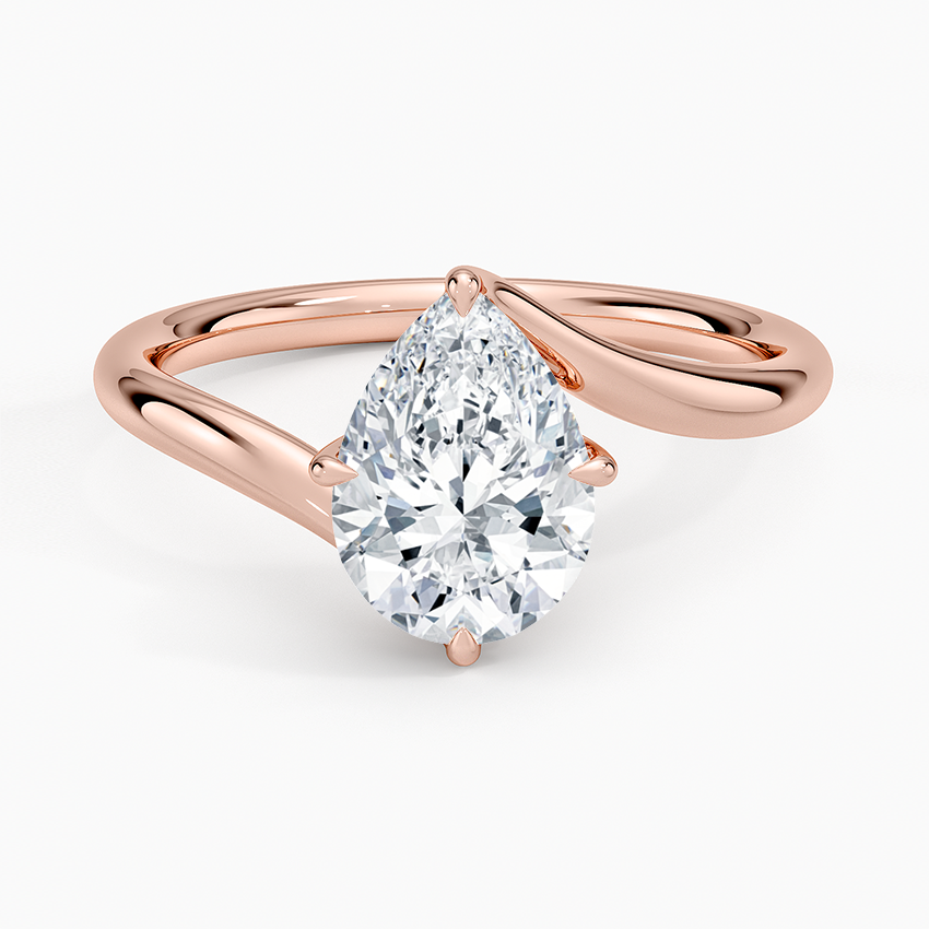 Lab Grown Diamond Engagement Ring Pear Brilliant Twist Bypass Solitaire Ring - Image 7