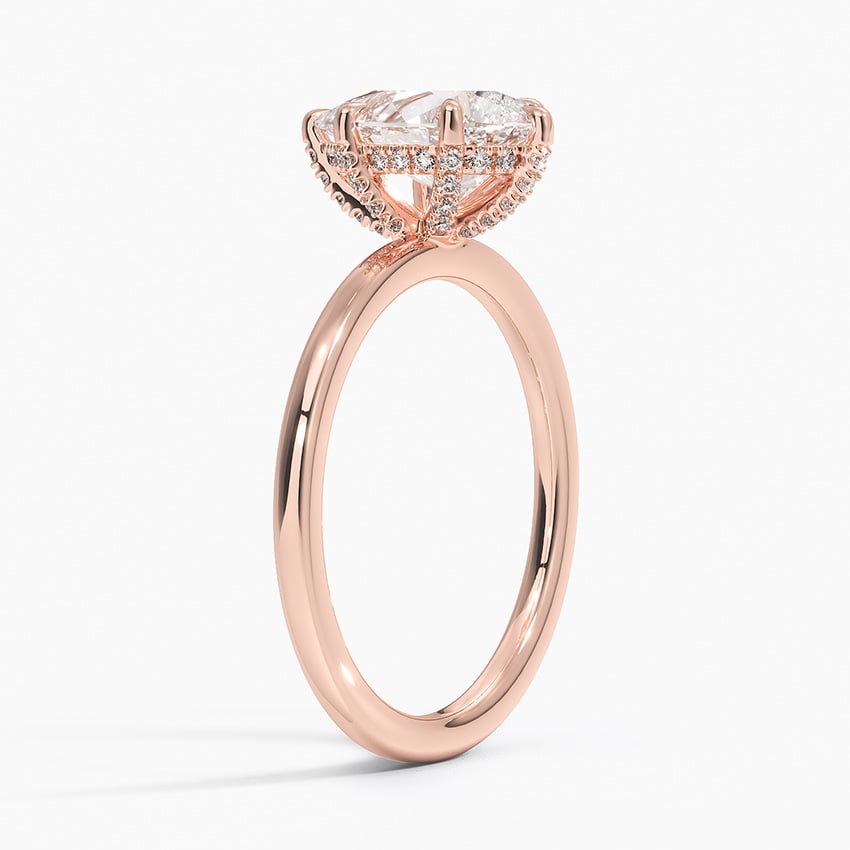 Lab Grown Diamond Engagement Ring Pear Cut Solitaire Hidden Halo Ring for Women - Image 8
