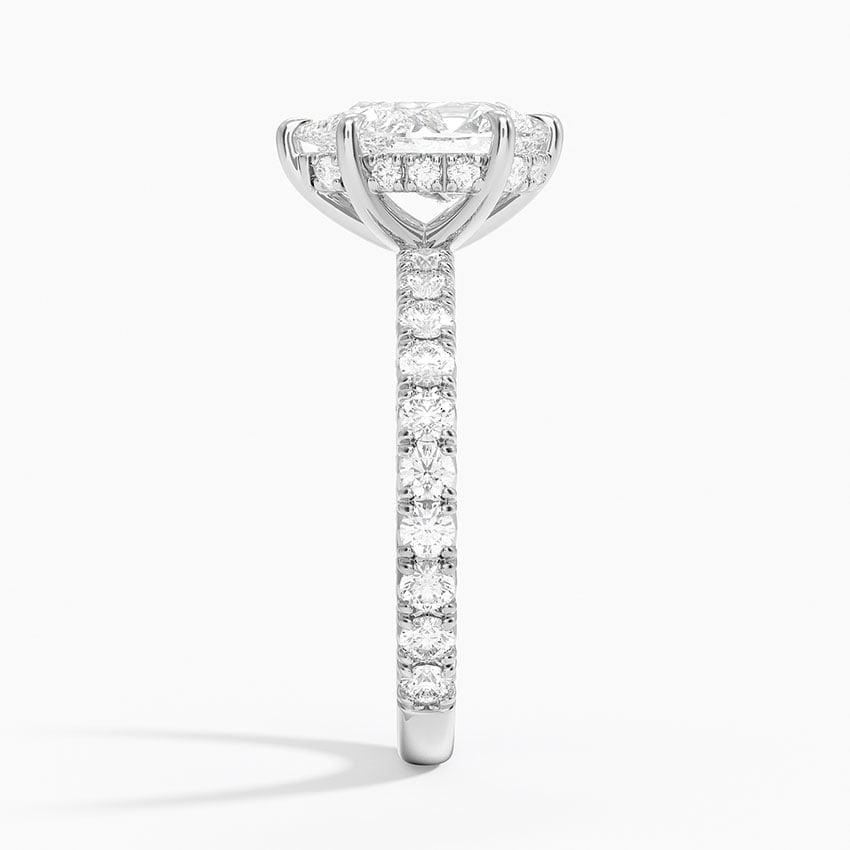 Lab Grown Diamond Engagement Ring Pear Brilliant Hidden Halo Pavé Solitaire Ring - Image 3