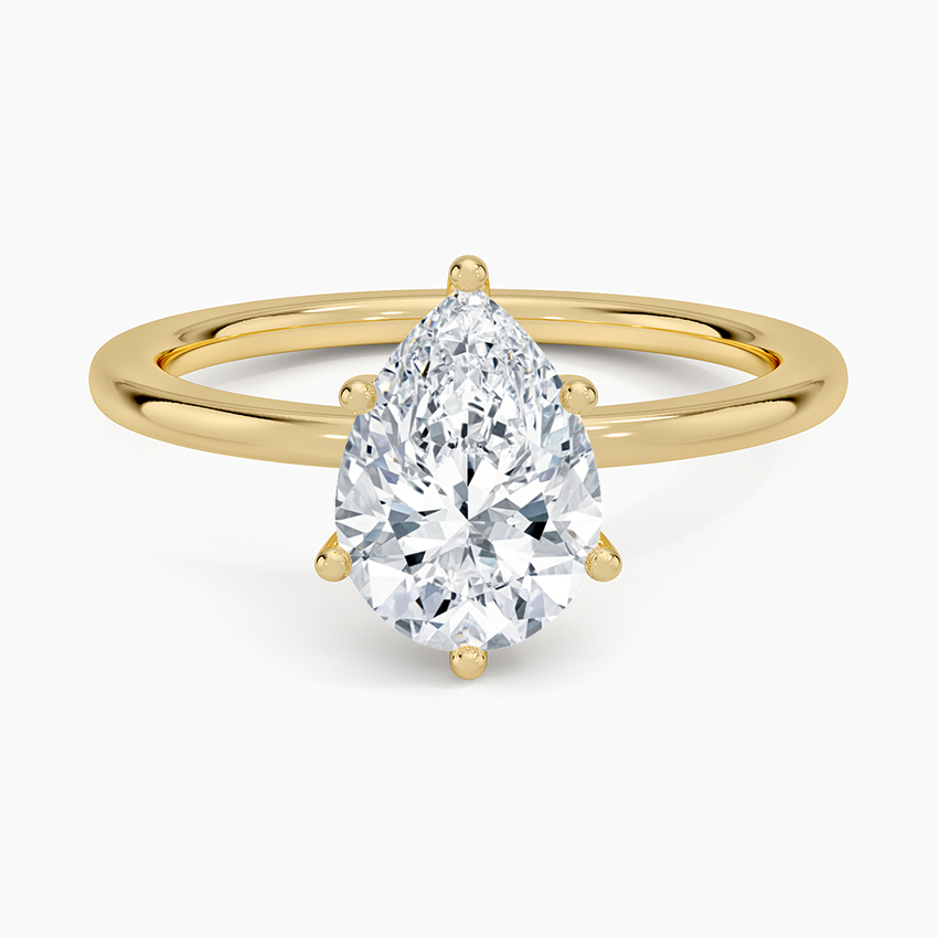 Lab Grown Diamond Engagement Ring Pear Cut Minimalist Hidden Halo Solitaire Ring - Image 4