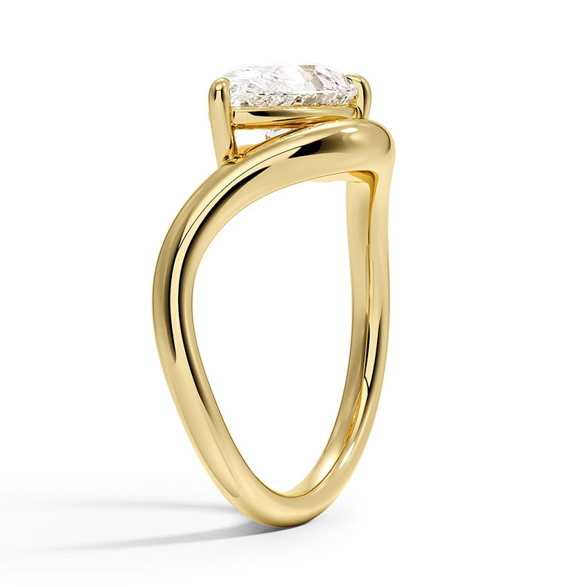 Lab Grown Diamond Engagement Ring Pear Brilliant Modern Bypass Solitaire Ring - Image 6