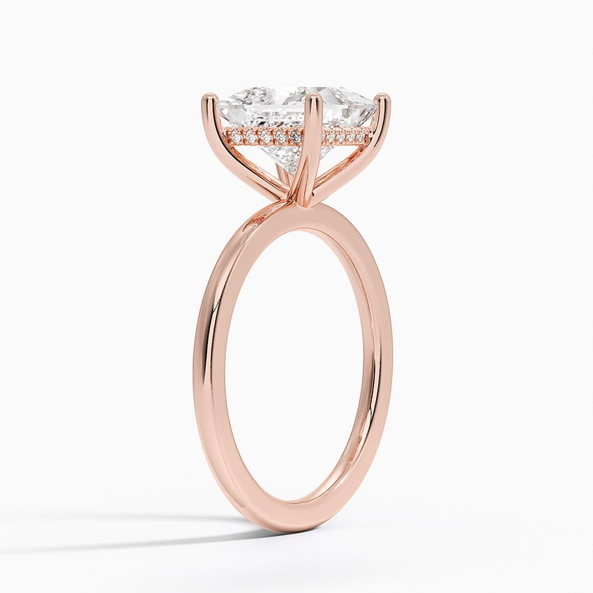 Lab Grown Diamond Engagement Ring Princess Cut Minimalist Hidden Halo Solitaire Ring - Image 8