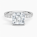 IGI Certified Lab Grown Diamond Engagement Ring Princess Brilliant Hidden Halo Pavé Solitaire Ring