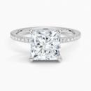 IGI Certified Lab Grown Diamond Engagement Ring Princess Cut Double Hidden Halo with Pavé Band Ring for Women