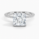 IGI Certified Lab Grown Diamond Engagement Ring Princess Cut Solitaire Pavé with Floral Diamond Gallery Ring for Women