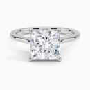 IGI Certified Lab Grown Diamond Engagement Ring Princess Cut Solitaire Ring with Floral Petal Basket Ring for Women