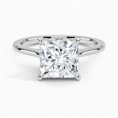 IGI Certified Lab Grown Diamond Engagement Ring Princess Cut Solitaire Ring with Floral Petal Basket Ring for Women