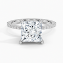  Lab Grown Diamond Engagement Ring Princess Cut Solitaire Ring with Floral Petal Basket Ring for Women