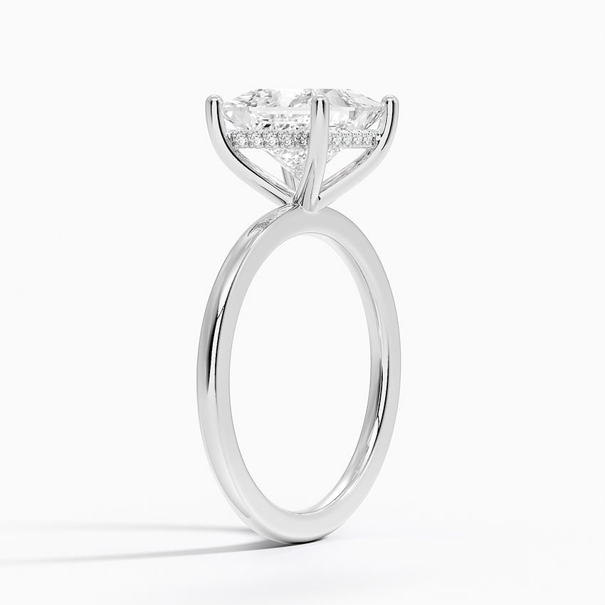Lab Grown Diamond Engagement Ring Princess Cut Minimalist Hidden Halo Solitaire Ring - Image 2