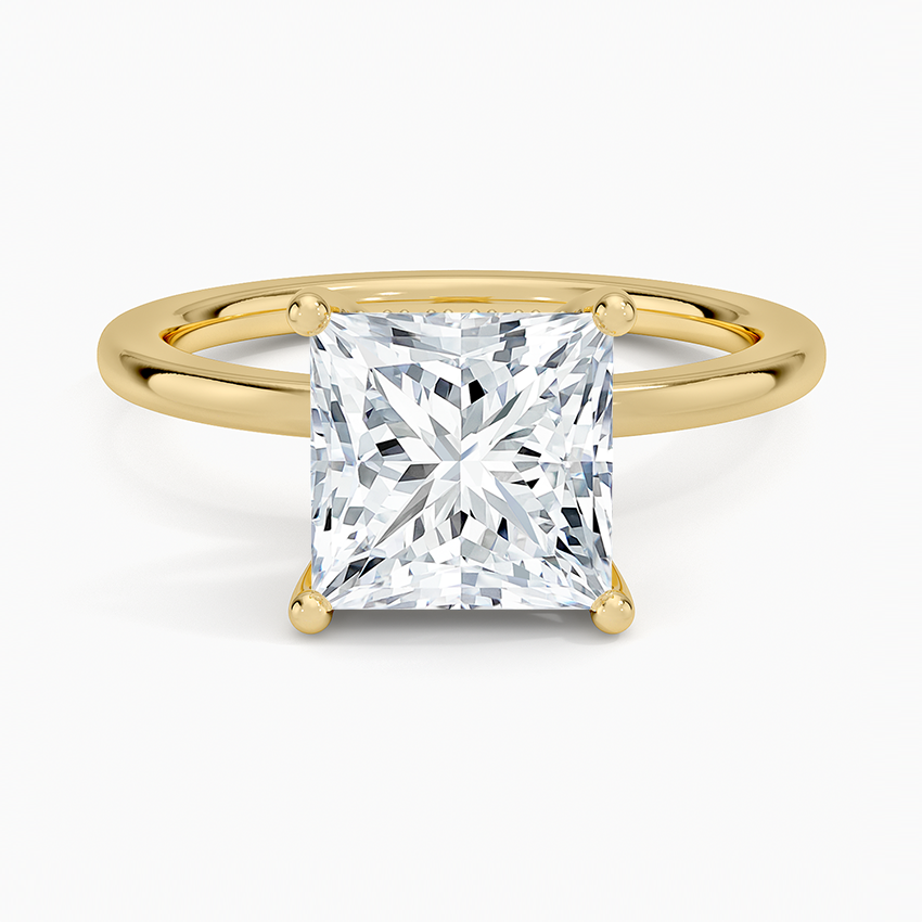 Lab Grown Diamond Engagement Ring Princess Cut Minimalist Hidden Halo Solitaire Ring - Image 4
