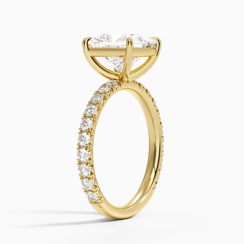 Lab Grown Diamond Engagement Ring Classic Princess Solitaire Ring with Pavé Band - Image 5