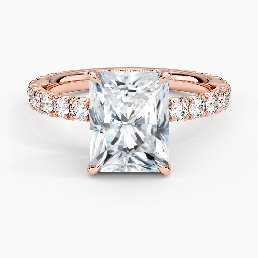 IGI Certified Lab Grown Diamond Engagement Ring Radiant Brilliant Hidden Halo Pavé Solitaire Ring - Image 7