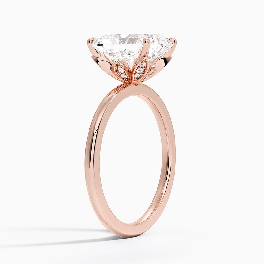 IGI Certified Lab Grown Diamond Engagement Ring Radiant Cut Solitaire with Floral Diamond Gallery Ring for Women - Image 8