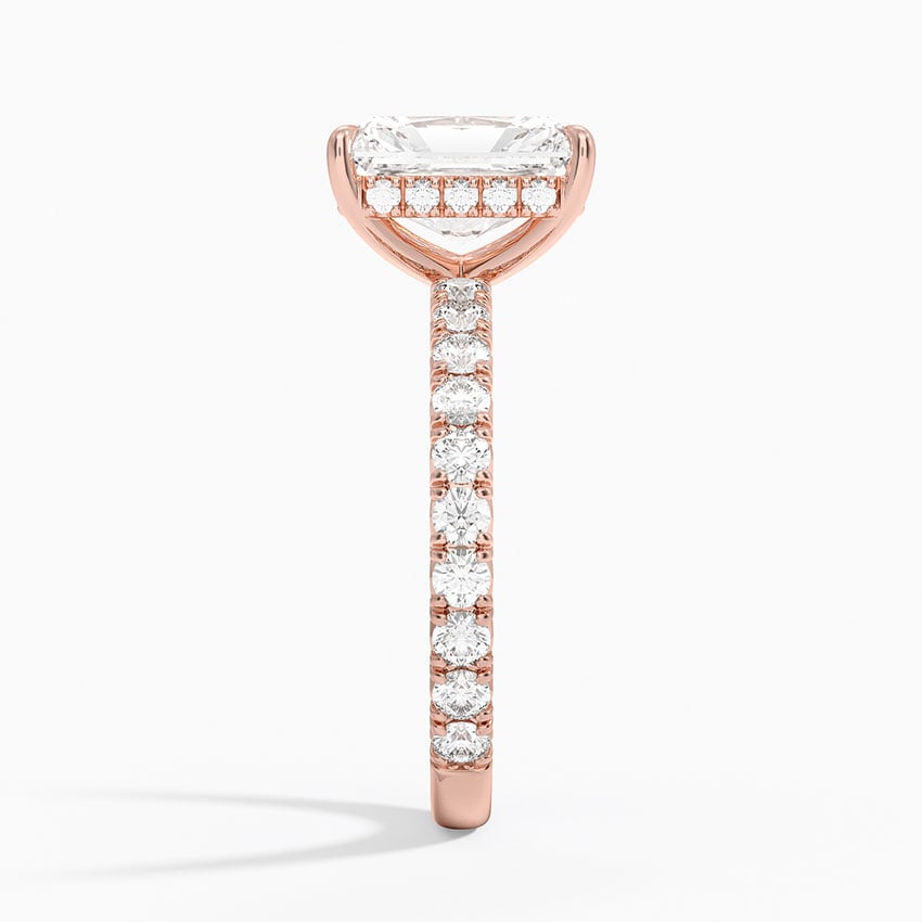 IGI Certified Lab Grown Diamond Engagement Ring Radiant Brilliant Hidden Halo Pavé Solitaire Ring - Image 9