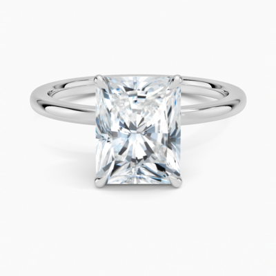 IGI Certified Lab Grown Diamond Engagement Ring Radiant Cut Solitaire with Floral Diamond Gallery Ring for Women
