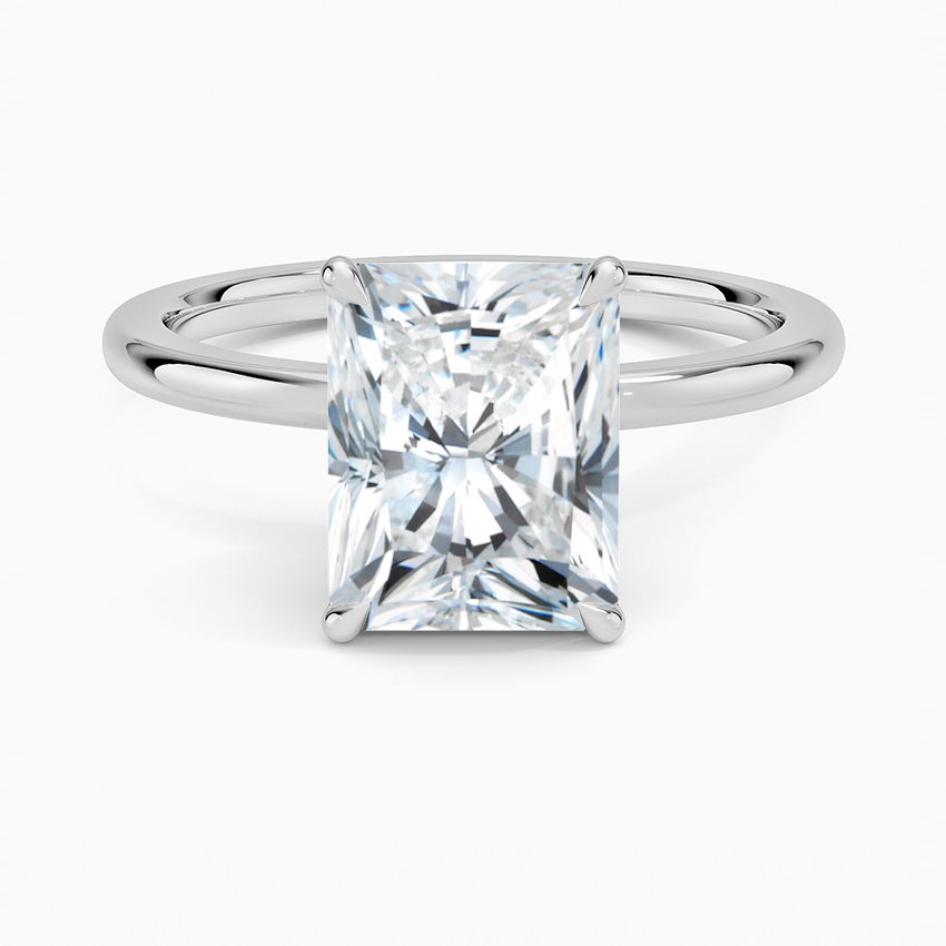 IGI Certified Lab Grown Diamond Engagement Ring Radiant Cut Solitaire with Floral Diamond Gallery Ring for Women
