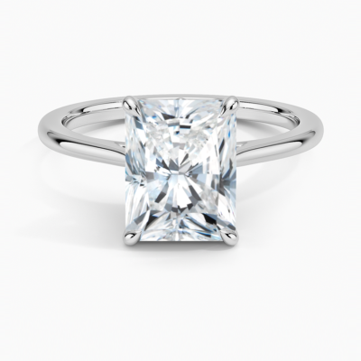 IGI Certified Lab Grown Diamond Engagement Ring Radiant Cut Solitaire Ring with Floral Petal Basket Ring for Women