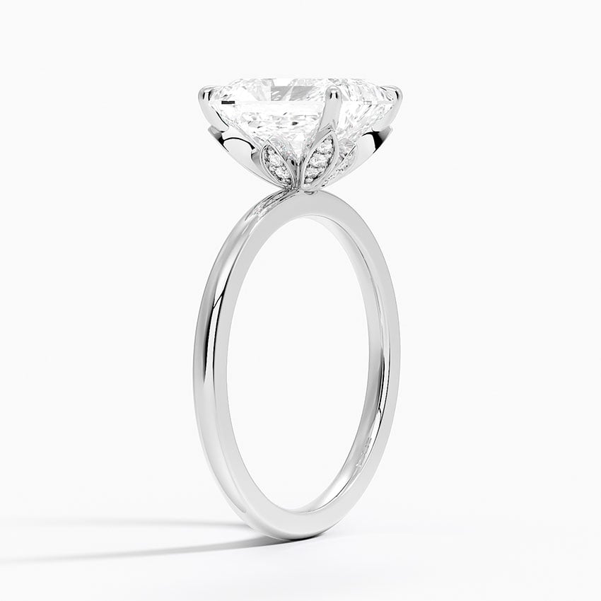 IGI Certified Lab Grown Diamond Engagement Ring Radiant Cut Solitaire with Floral Diamond Gallery Ring for Women - Image 2