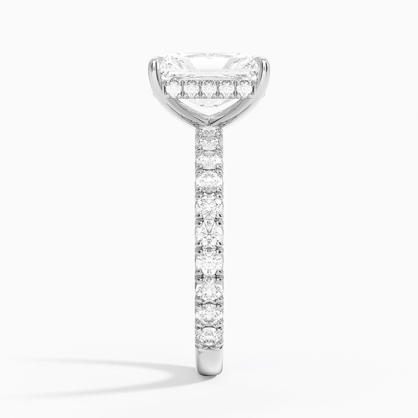 IGI Certified Lab Grown Diamond Engagement Ring Radiant Brilliant Hidden Halo Pavé Solitaire Ring - Image 3